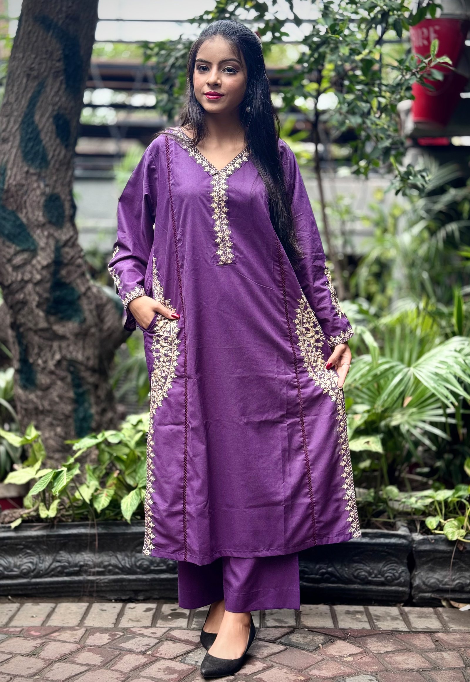 KASHMIRI POCKET SUIT PURPLE